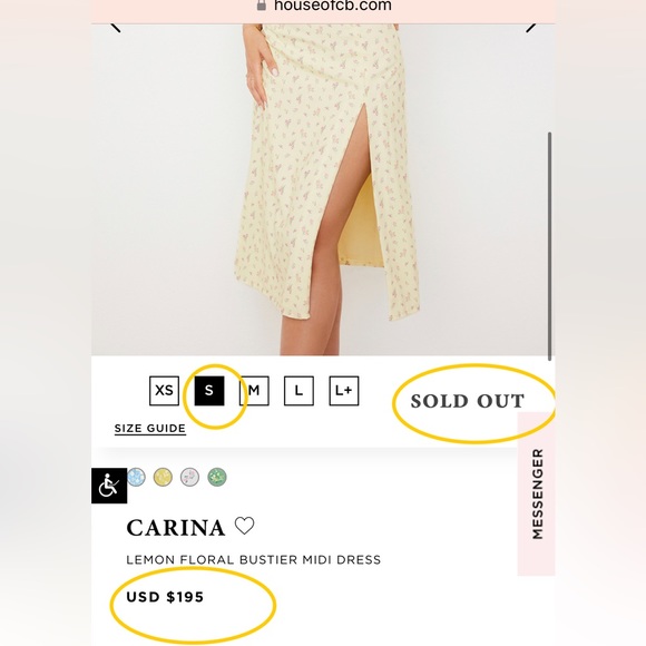 House of CB Carina Dress Size S Yellow - Picture 4 of 4